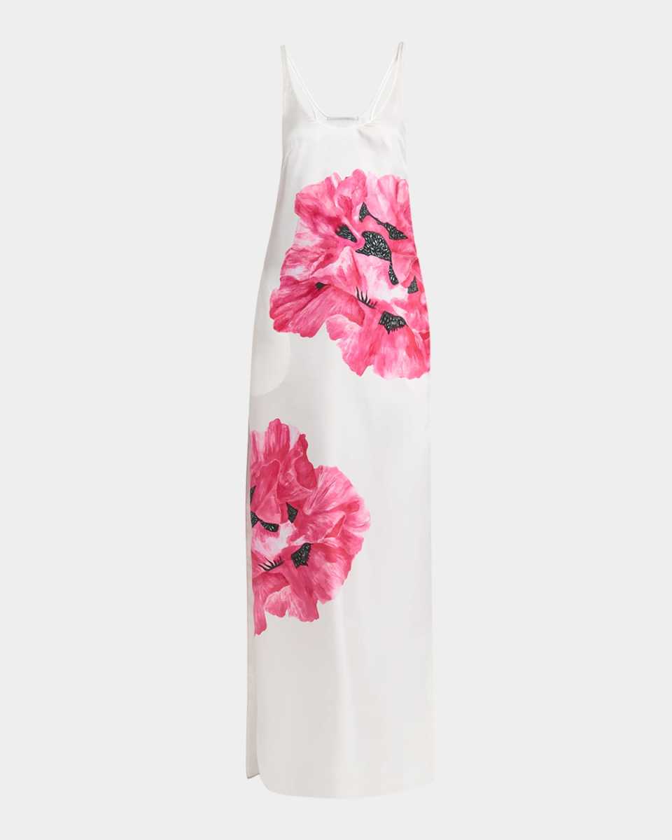 Flower Print Silk Tank Gown